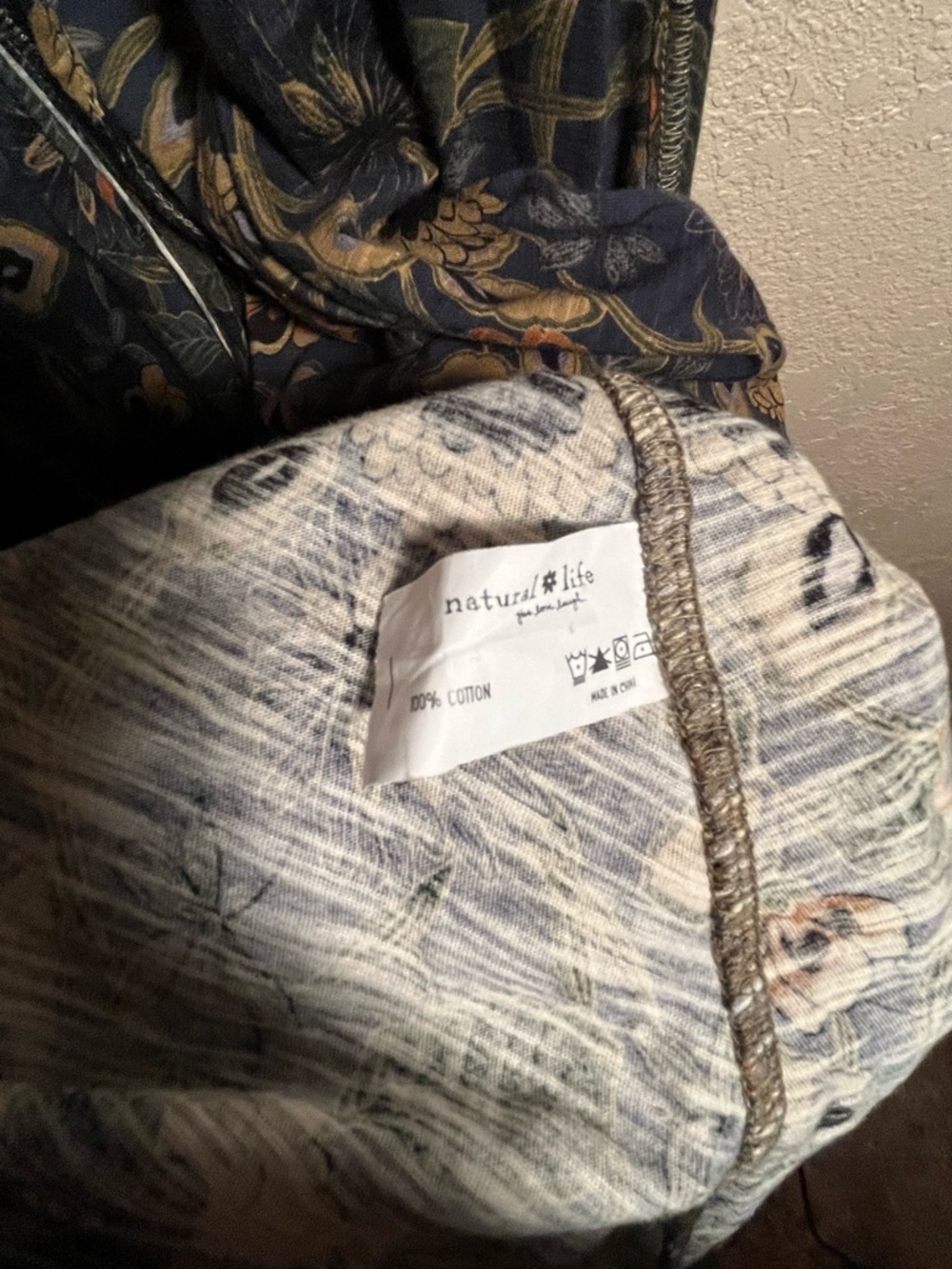 NATURAL LIFE Christa Knit Maxi Dress Navy Tan Dahlias  100% Cotton - Picture 8 of 12